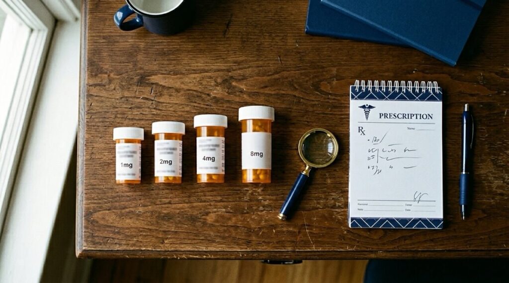 銀クリで処方されるミノキシジル内服1mg〜8mgの用量設計を表す医療イメージ